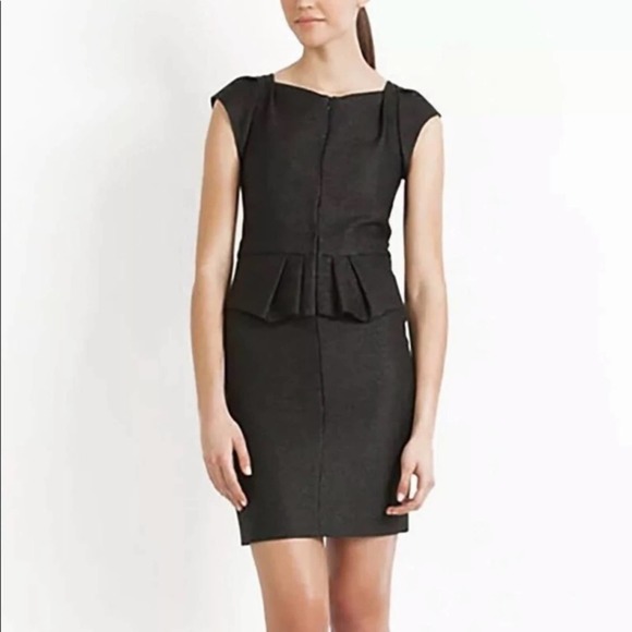 Maje Dresses & Skirts - Maje Black Faux Leather Peplum Mini Dress Size 36 Cap Sleeve Little Black Dress